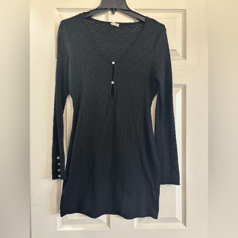 Cotton On Black Textured Long Sleeve Mini Dress